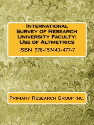cover image of International Survey of Research University Faculty: Use of Altmetrics